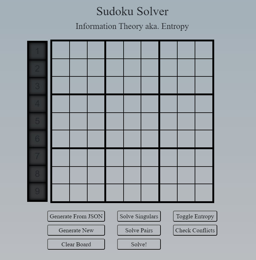 Sudoku Solver built in Javascript